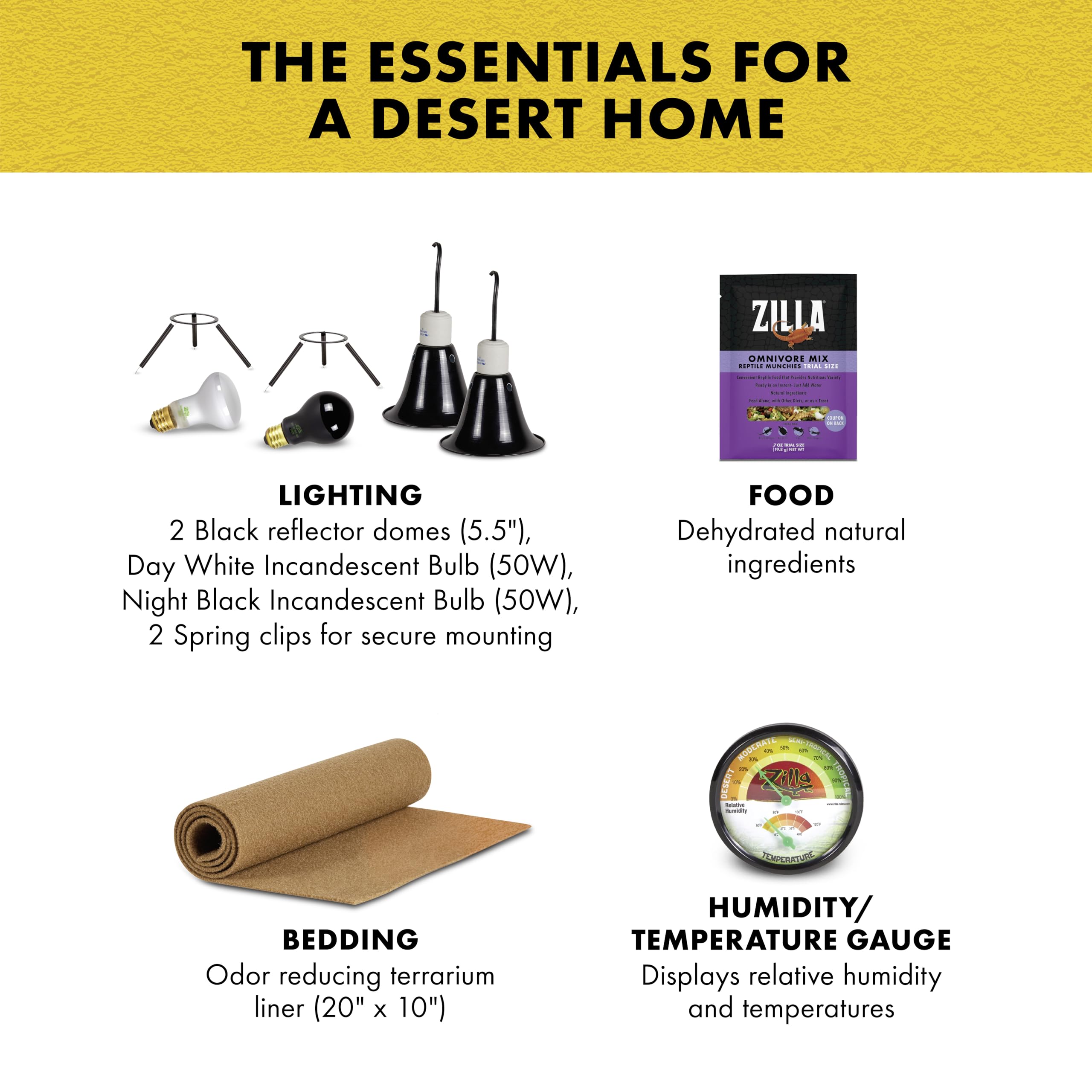 Zilla Desert Habitat Accessory Kit, Starter Kit for Reptiles, Easy Start for Desert-Dwelling Reptiles, Includes Lighting, Bedding and Food, Ideal for Size 10G Terrariums - Image 5