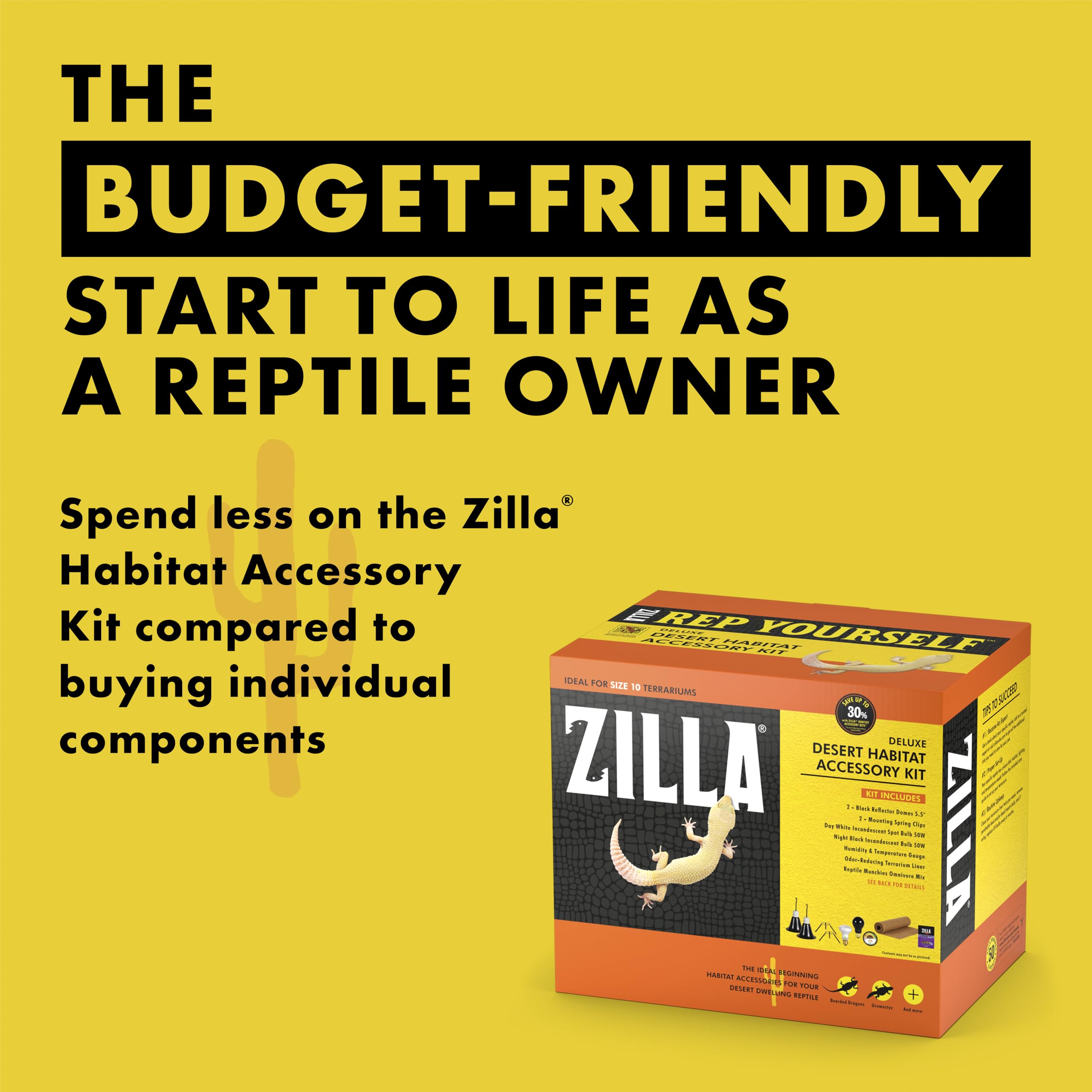 Zilla Desert Habitat Accessory Kit, Starter Kit for Reptiles, Easy Start for Desert-Dwelling Reptiles, Includes Lighting, Bedding and Food, Ideal for Size 10G Terrariums - Image 9
