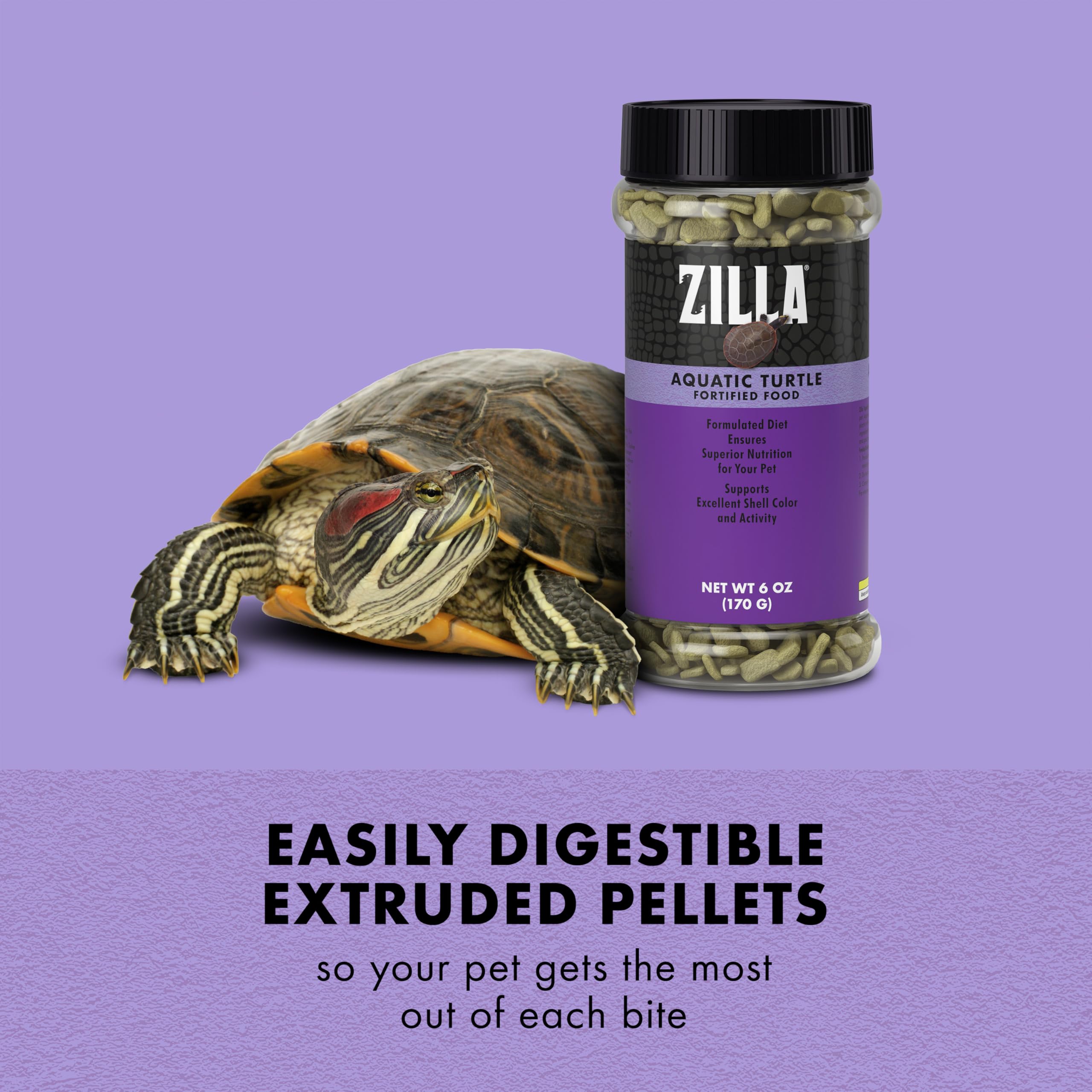 Zilla Fortified Food for Aquatic Turtles, Complete Nutritional Diet, Supports Excellent Shell Color and Activity, Extruded Pellets, 6 ounces - Image 4