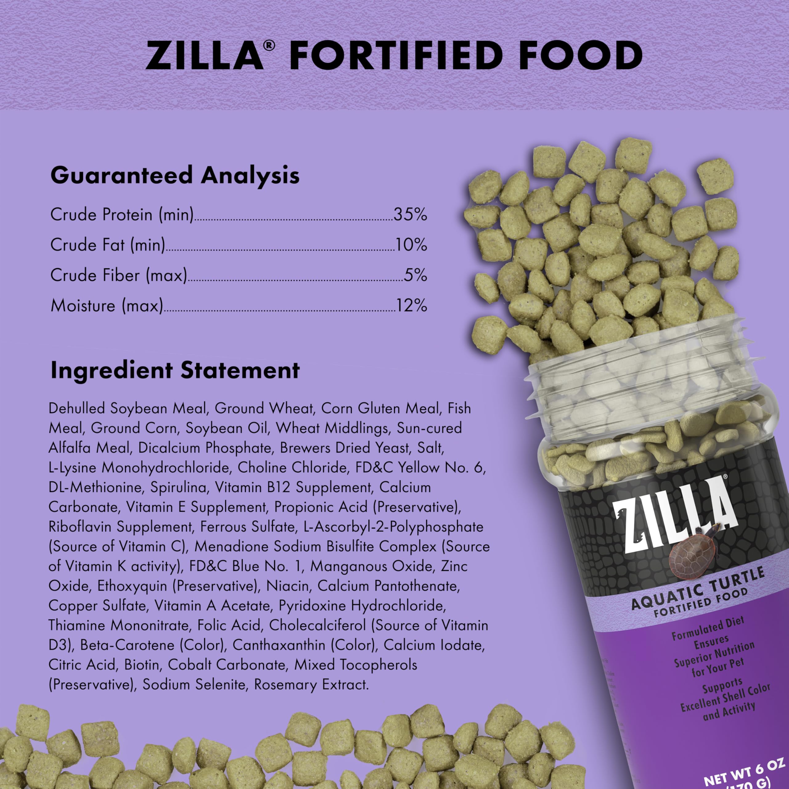 Zilla Fortified Food for Aquatic Turtles, Complete Nutritional Diet, Supports Excellent Shell Color and Activity, Extruded Pellets, 6 ounces - Image 6