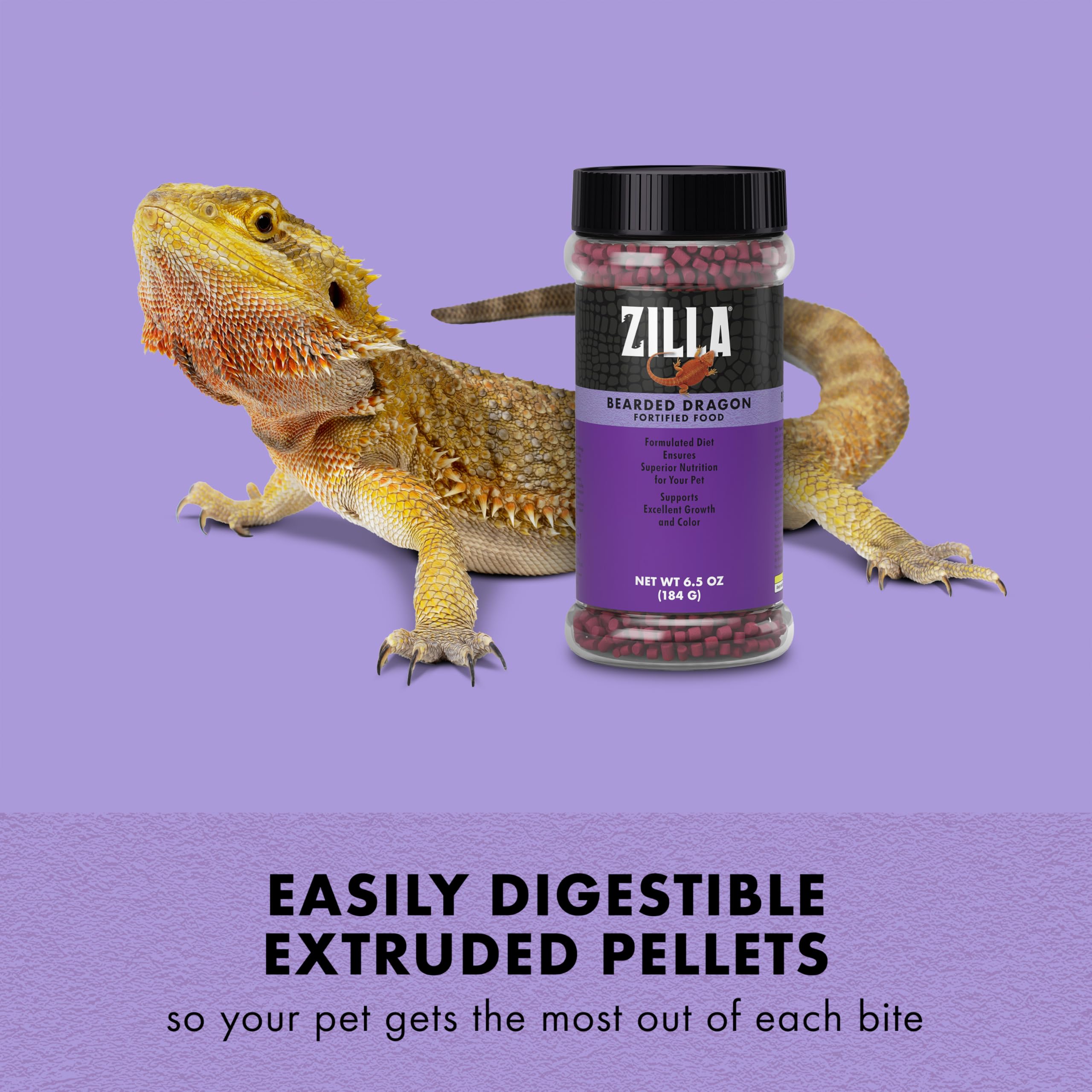 Zilla Fortified Food for Bearded Dragons, Complete Nutritional Diet, Supports Excellent Growth and Color, Extruded Pellets, 6.5 ounces - Image 4
