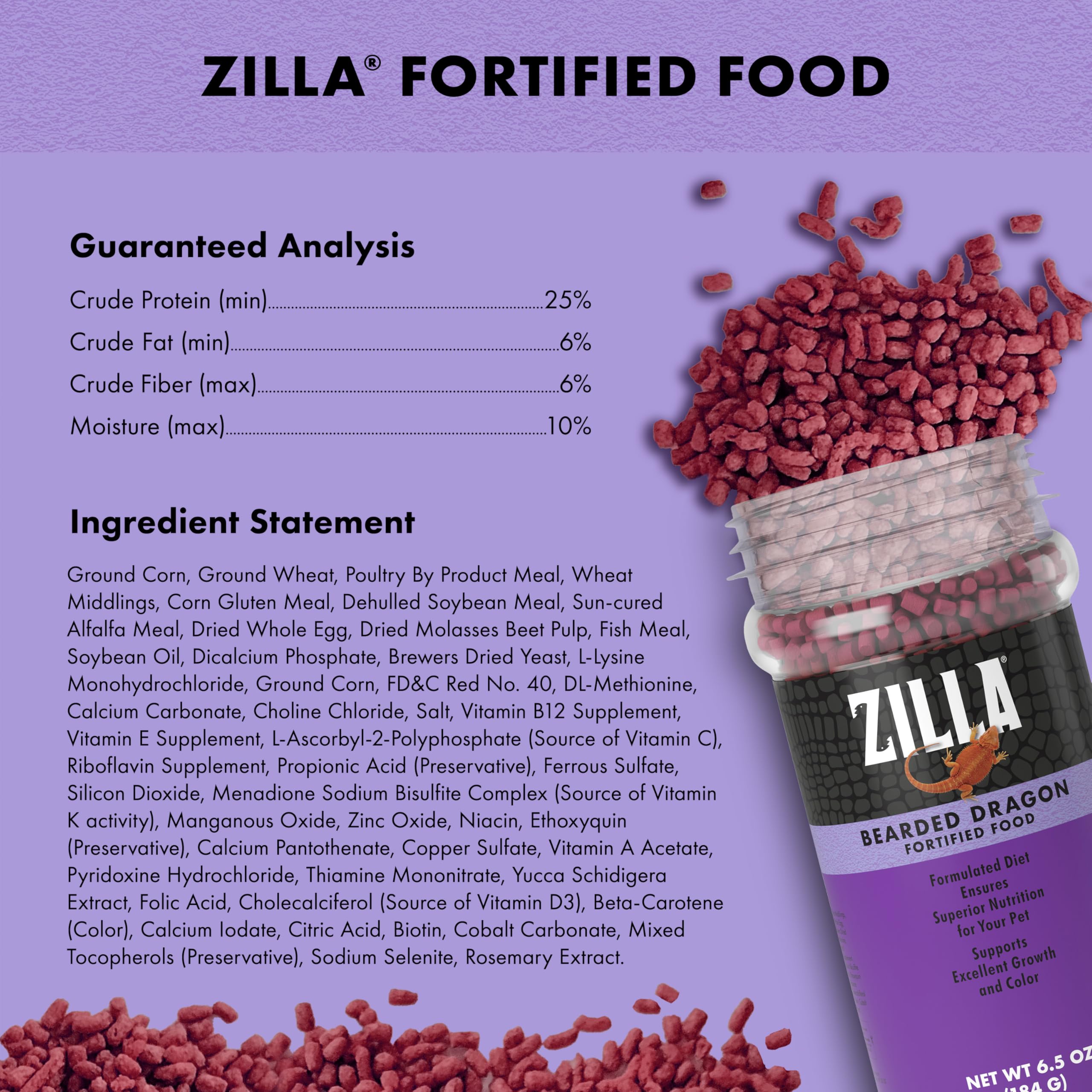 Zilla Fortified Food for Bearded Dragons, Complete Nutritional Diet, Supports Excellent Growth and Color, Extruded Pellets, 6.5 ounces - Image 6
