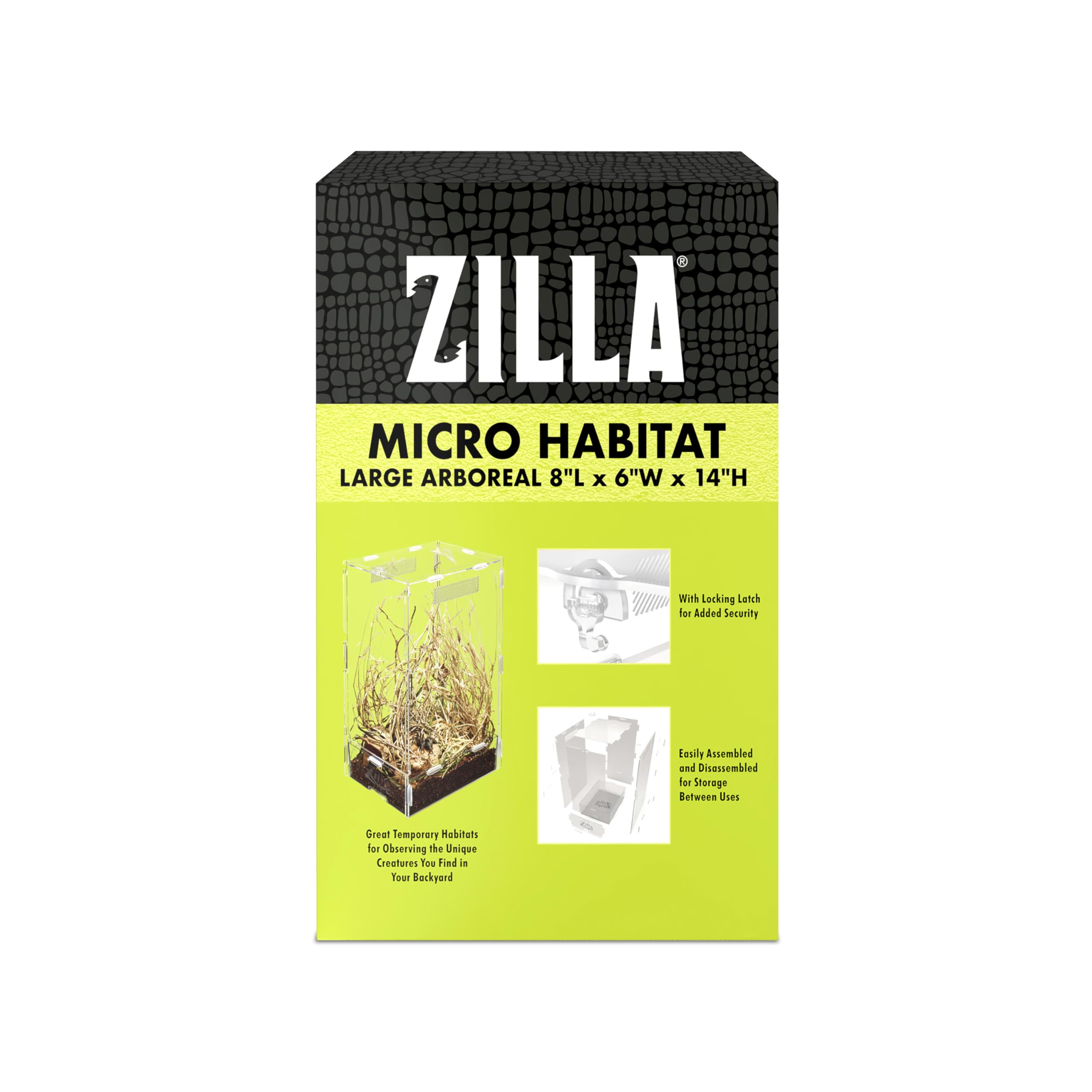 Zilla Micro Habitat Terrarium, Arboreal, with Locking Latch, for Isopods, Spiders, Insects, Large - Image 11
