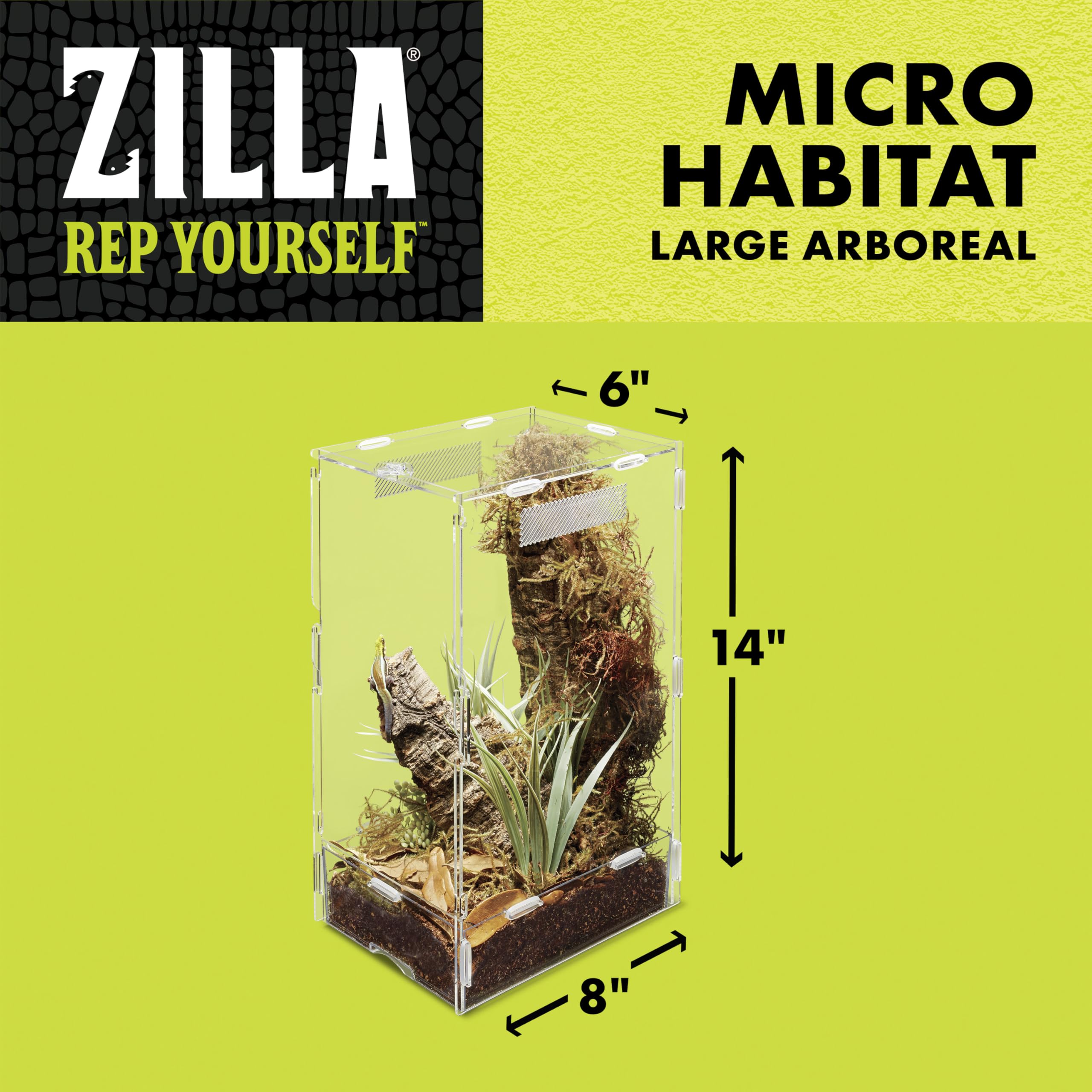Zilla Micro Habitat Terrarium, Arboreal, with Locking Latch, for Isopods, Spiders, Insects, Large - Image 4