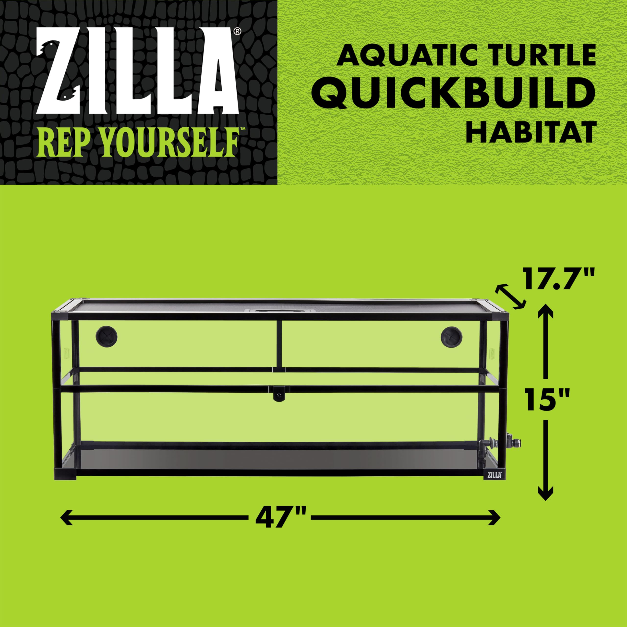 Zilla QuickBuild Aquatic Turtle 60 Gallon Size Holds 26 Gallons of Water Glass Terrarium Habitat, 47" x 15" x 18" - Image 3