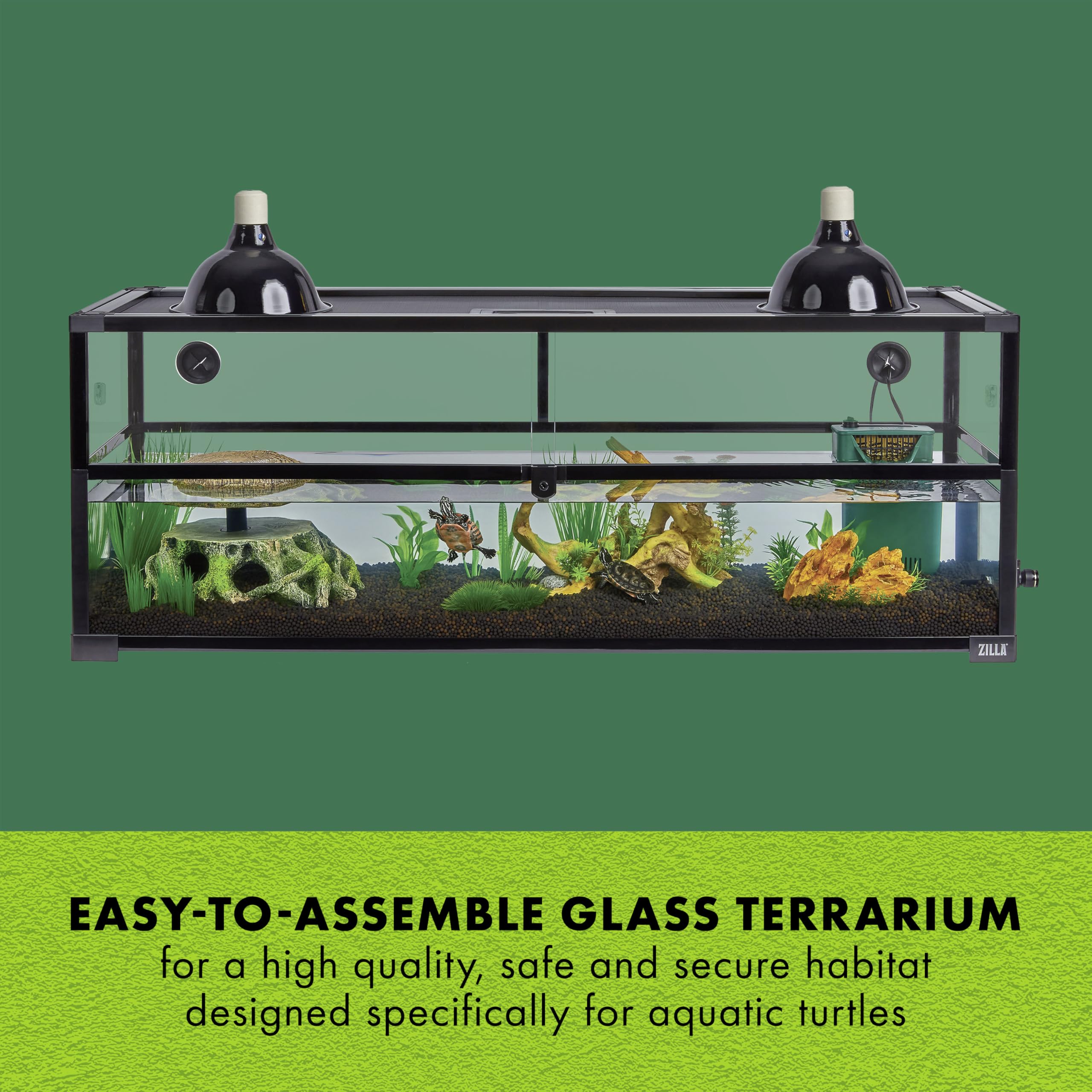 Zilla QuickBuild Aquatic Turtle 60 Gallon Size Holds 26 Gallons of Water Glass Terrarium Habitat, 47" x 15" x 18" - Image 4