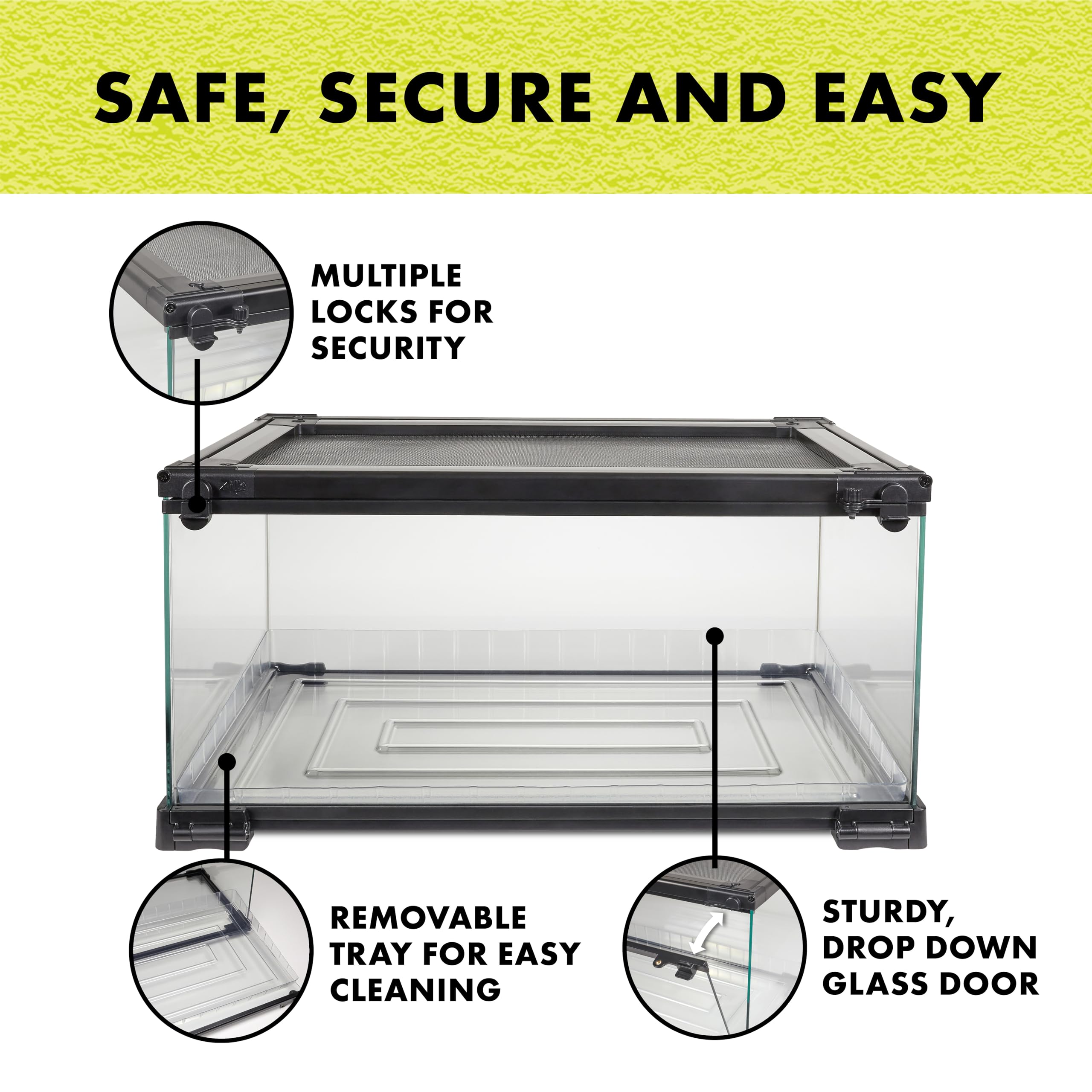 Zilla QuickBuild Reptile 10 Gallon Glass Terrarium Habitat with Bedding Tray For Geckos, Snakes, Lizards, Frogs, Turtles, and Tortoises, 20" x 12" x 10" - Image 5