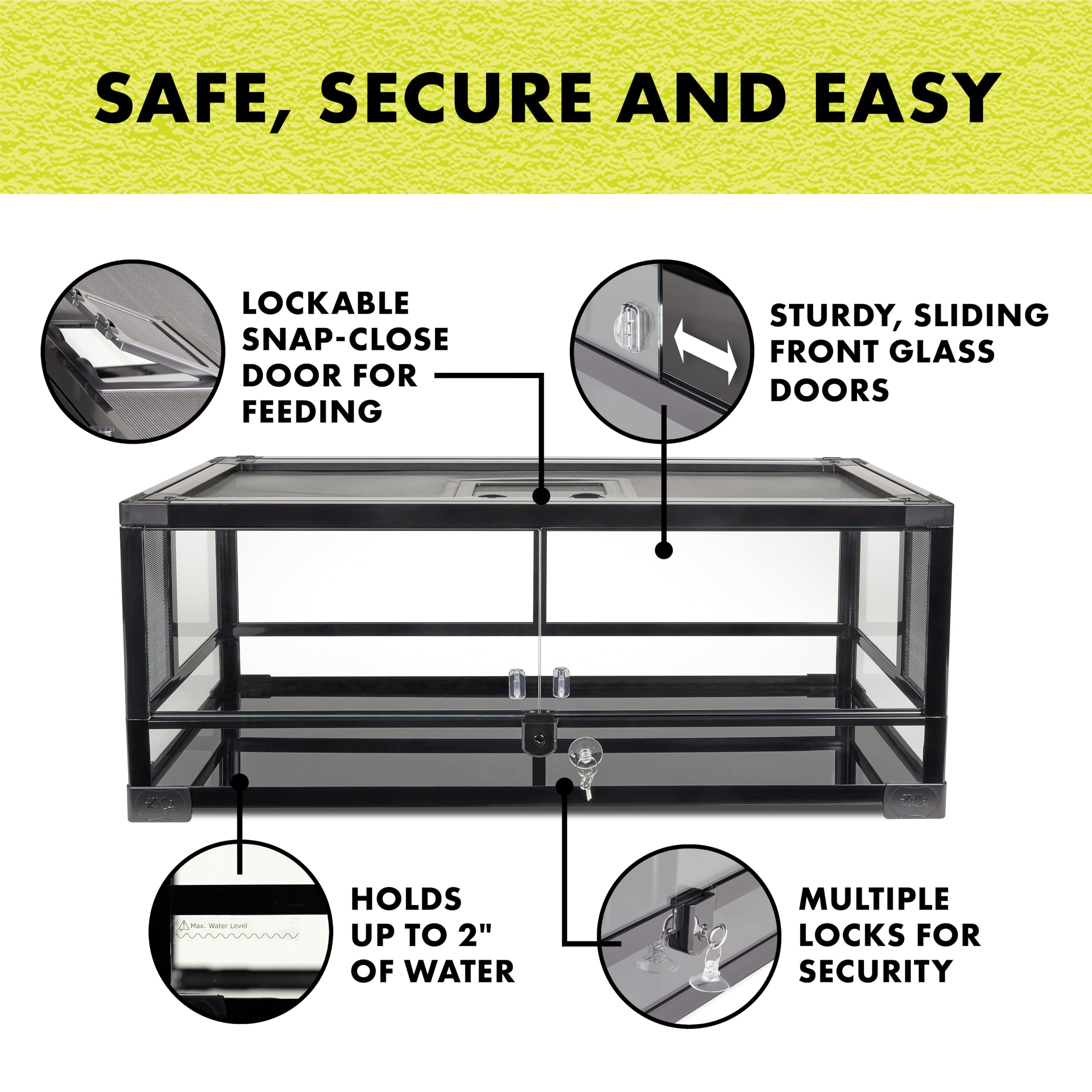 Zilla QuickBuild Reptile 20 Gallon Glass Terrarium Habitat with Swing Door For Geckos, Snakes, Lizards, Frogs, Turtles, and Tortoises, 30" x 12" x 12" - Image 5