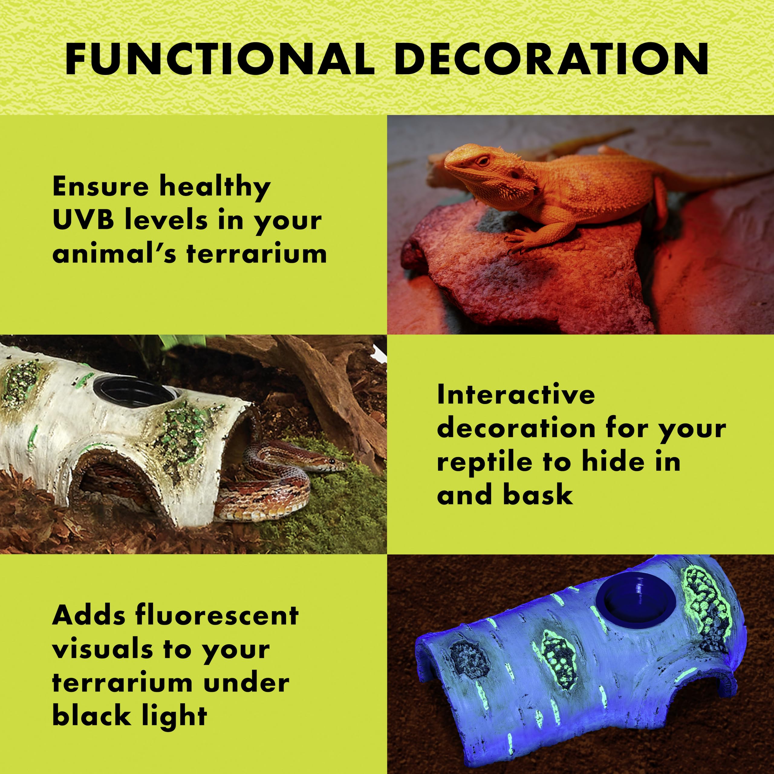 Zilla Rapid Sense UV Detecting Pet Reptile Terrarium Décor, Detects UVB Levels, Poplar Log, Medium - Image 4