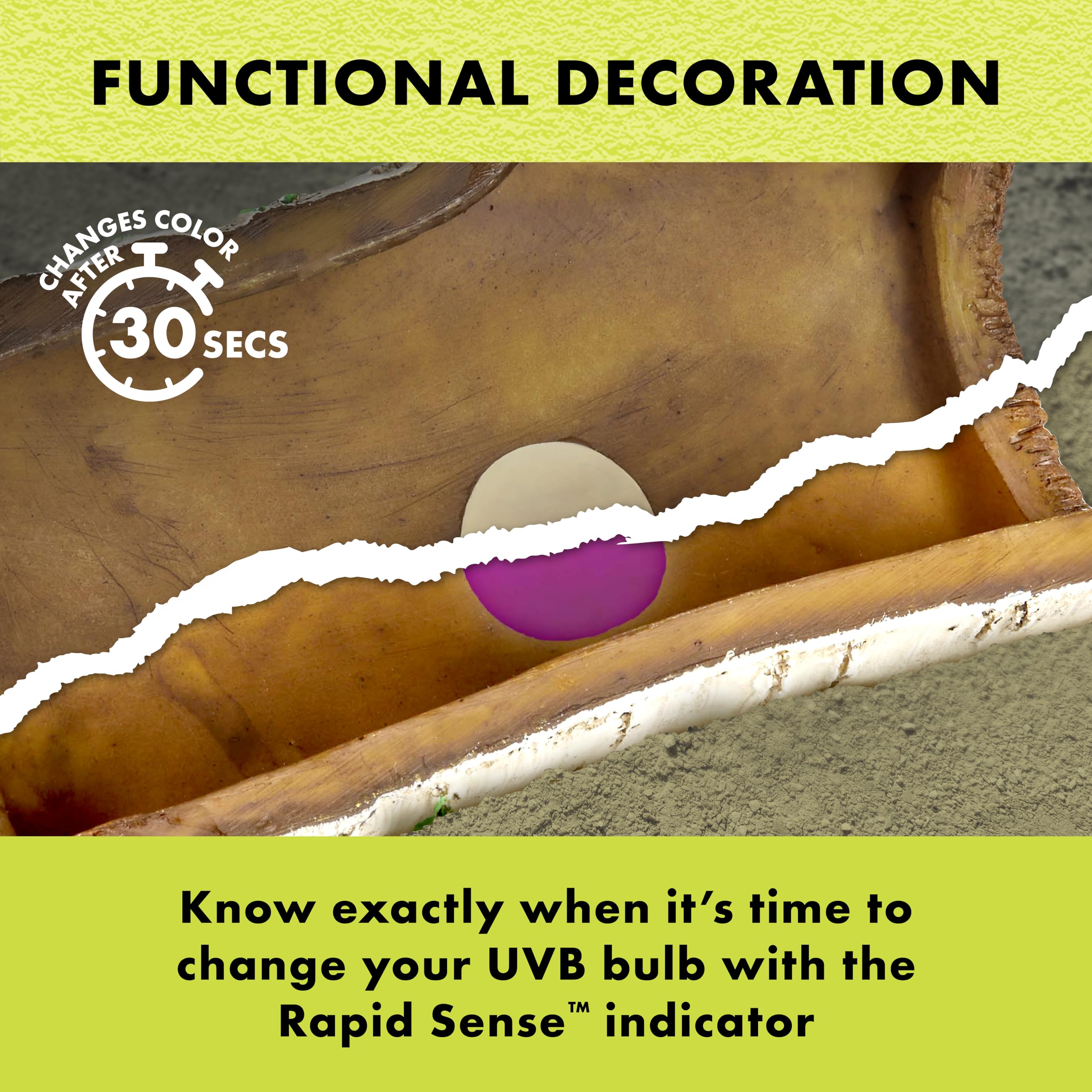 Zilla Rapid Sense UV Detecting Pet Reptile Terrarium Décor, Detects UVB Levels, Poplar Log, Medium - Image 5