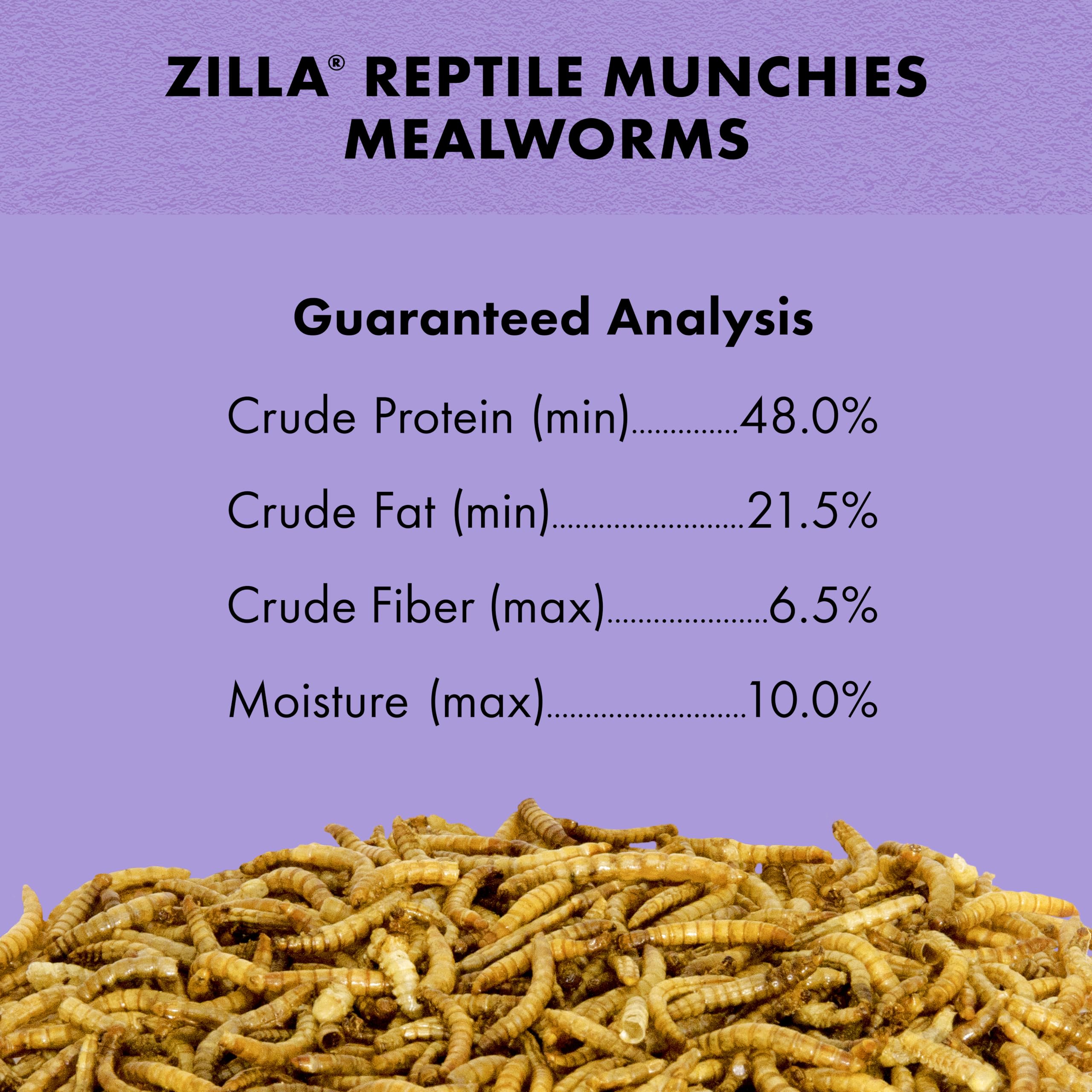 Zilla Reptile Munchies, Mealworms, All-Natural, Dehydrated Mealworms, Ideal for Bearded Dragons, Leopard Geckos, Chameleons and other lizards, Resealable Bag - Image 6